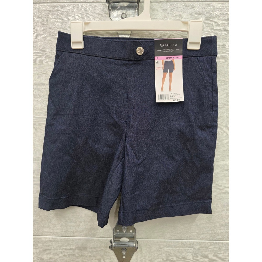 Rafaella Women Stretch Shorts Rinse Blue Pockets RSBSF064 Size 6 NWT